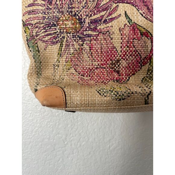 Brighton Enchanted Garden "Naya" Floral Hand Woven Straw Shoulder Bag Tote - Picture 3 of 9